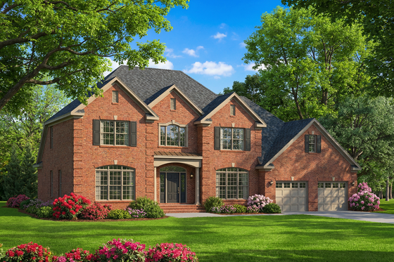 Exterior - Front Elevation 3 for Traditional House Plan #17-411 - 5 bed, 2.5 bath