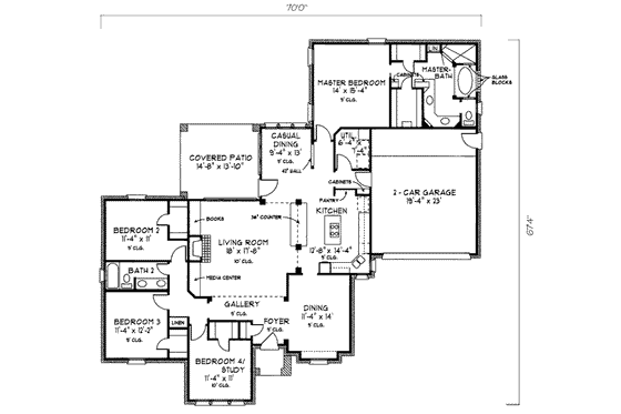 Floor Plan - Main Floor for European House Plan #410-238 - 4 bed, 2 bath