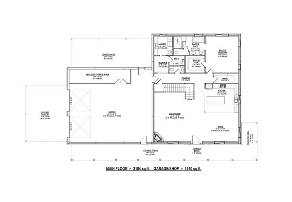 House Design - Barndominium Floor Plan - Main Floor Plan #1084-11