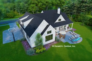 Exterior - Rear Elevation 1 for Modern House Plan #929-1173 - 4 bed, 3 bath