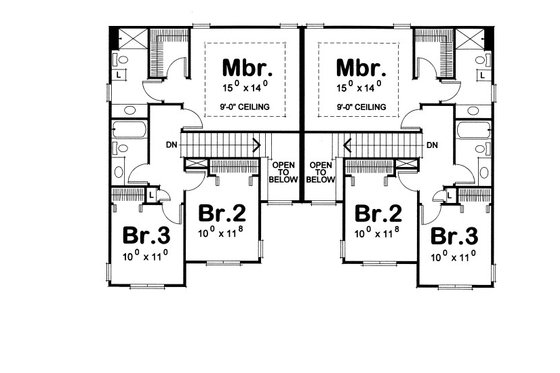 Floor Plan - Upper Floor for Traditional House Plan #20-2064 - 3 bed, 2.5 bath