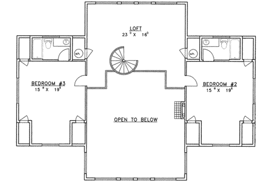 Floor Plan - Upper Floor for European House Plan #117-214 - 3 bed, 4 bath