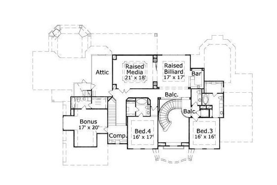 Floor Plan - Upper Floor for European House Plan #411-495 - 4 bed, 4.5 bath