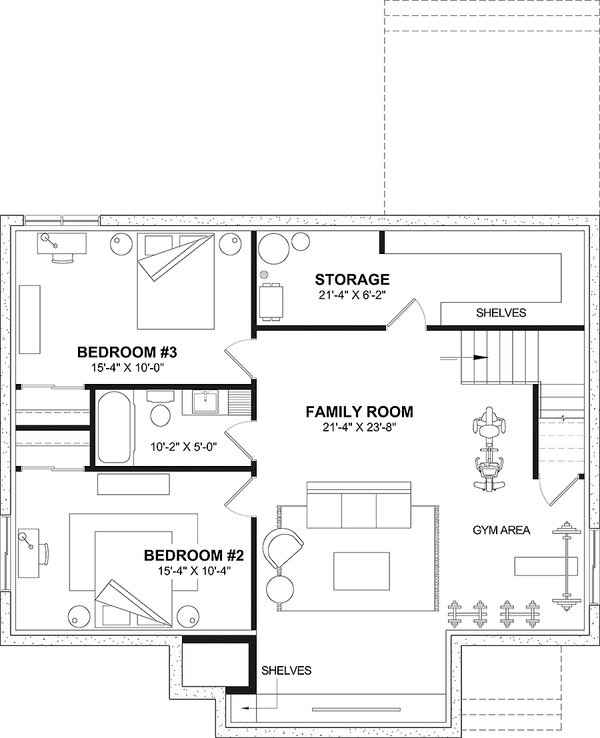 Craftsman Floor Plan - Lower Floor Plan #23-2843