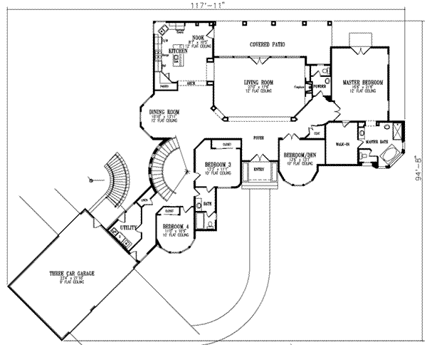 House Blueprint - Adobe / Southwestern Floor Plan - Main Floor Plan #1-906
