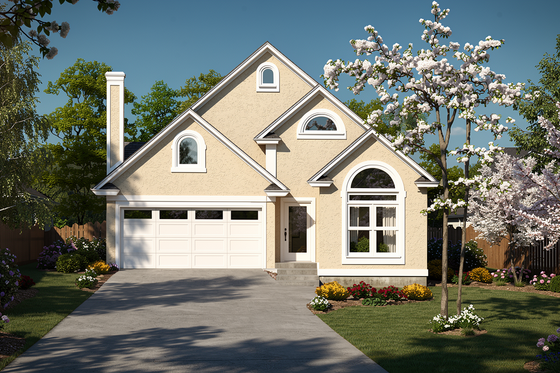 Exterior - Front Elevation for European House Plan #30-156 - 3 bed, 2 bath
