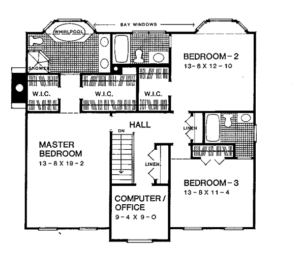 Architectural House Design - European Floor Plan - Upper Floor Plan #72-393