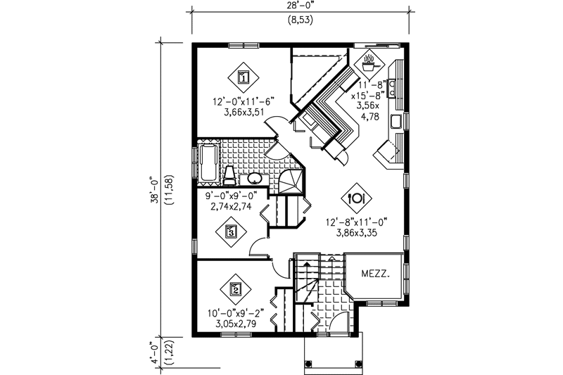 Home Plan - Floor Plan - Main Floor House Plan #25-1014 - 3 bed, 2 bath
