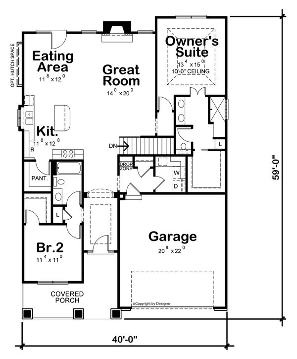 Architectural House Design - Craftsman Floor Plan - Main Floor Plan #20-2455