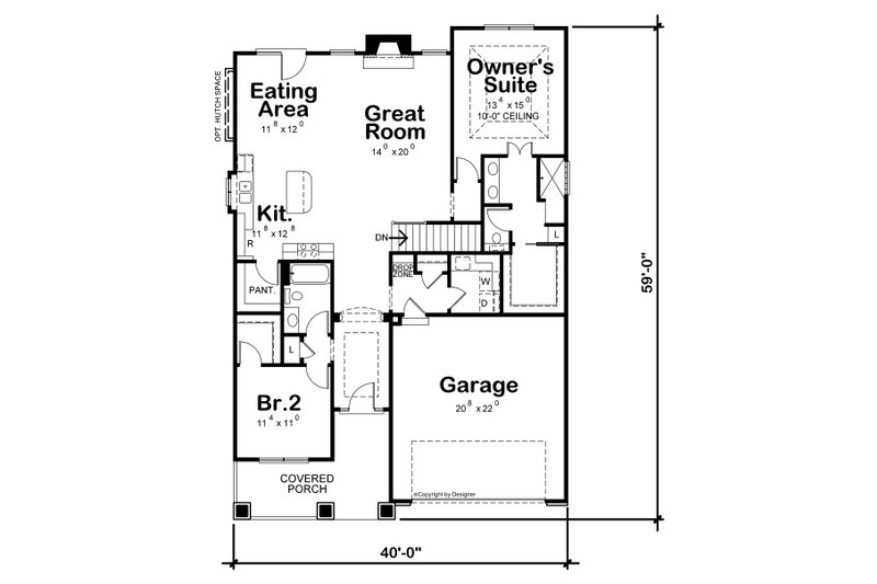 Architectural House Design - Floor Plan - Main Floor for Craftsman House Plan #20-2455 - 4 bed, 3 bath