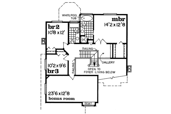 Floor Plan - Upper Floor for Traditional House Plan #47-547 - 3 bed, 2.5 bath