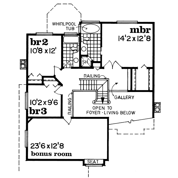 Floor Plan - Upper Floor for Traditional House Plan #47-547 - 3 bed, 2.5 bath