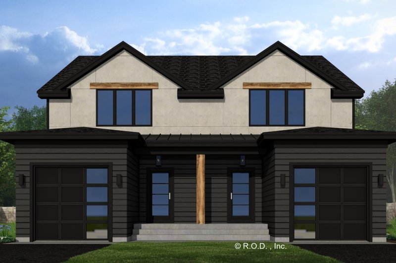 House Design - Exterior - Front Elevation 3 for Modern House Plan #51-1314 - 2 bed, 2.5 bath
