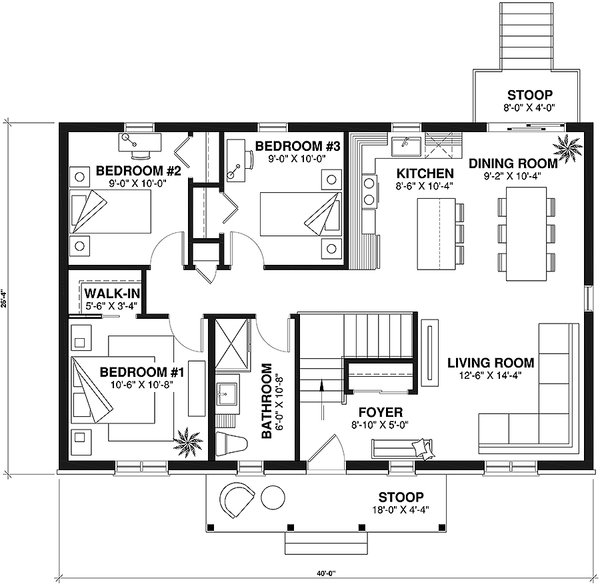 Architectural House Design - Colonial Floor Plan - Main Floor Plan #23-103