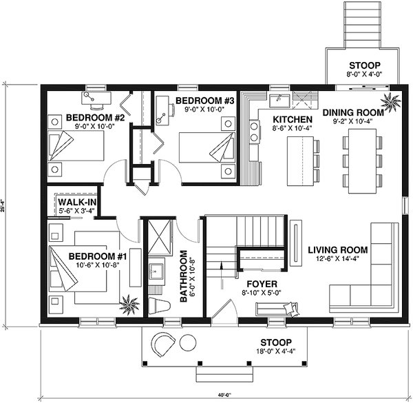Home Plan - Colonial Floor Plan - Main Floor Plan #23-103
