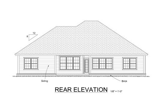 Exterior - Rear Elevation for Country House Plan #513-16 - 4 bed, 3 bath