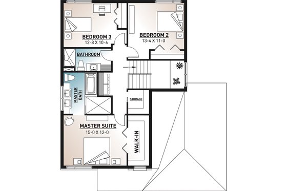 Floor Plan - Upper Floor for Contemporary House Plan #23-2706 - 3 bed, 2.5 bath