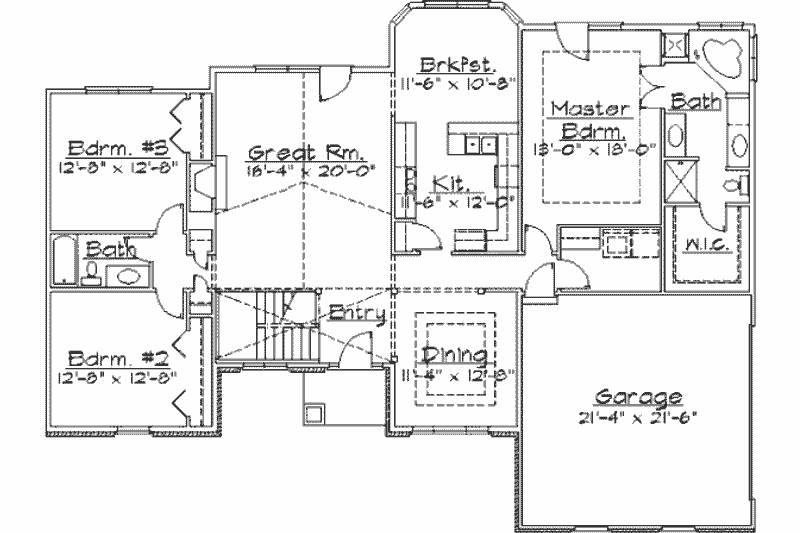 Home Plan - Floor Plan - Main Floor for European House Plan #31-111 - 3 bed, 2 bath