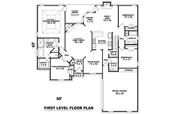 Floor Plan - Main Floor for European House Plan #81-1570 - 4 bed, 3 bath