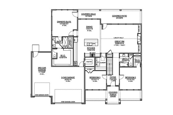 Floor Plan - Main Floor for Farmhouse House Plan #1073-54 - 3 bed, 2 bath