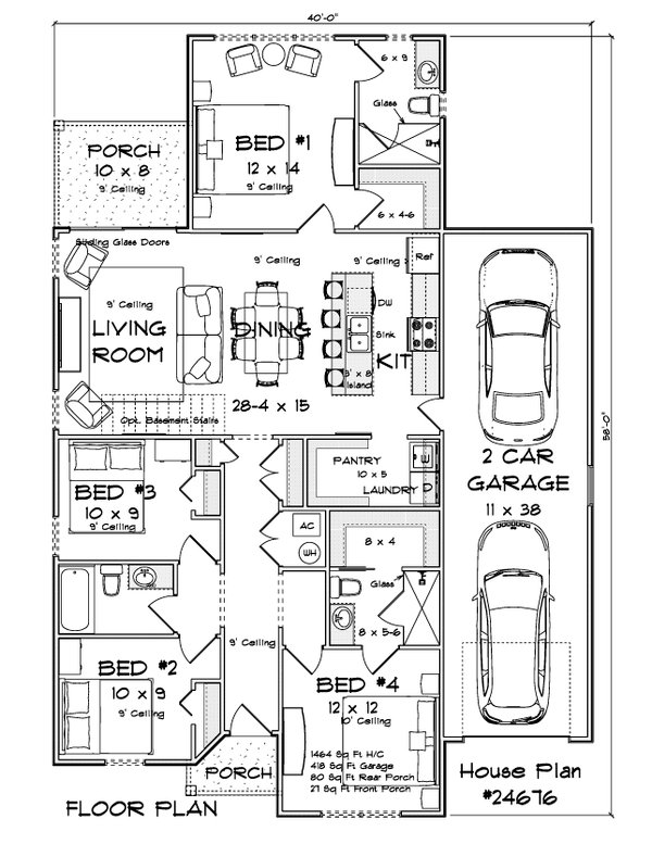 Architectural House Design - Floor Plan - Main Floor for Modern House Plan #513-2468 - 4 bed, 3 bath