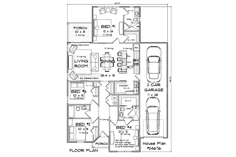 Architectural House Design - Floor Plan - Main Floor for Modern House Plan #513-2468 - 4 bed, 3 bath