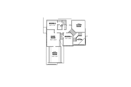 Floor Plan - Upper Floor for European House Plan #34-232 - 4 bed, 3 bath