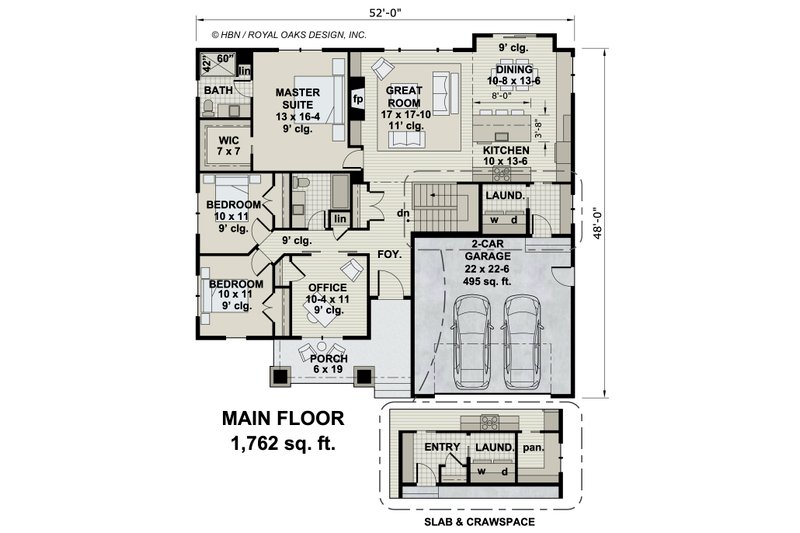 House Blueprint - Floor Plan - Main Floor for Traditional House Plan #51-1180 - 3 bed, 2 bath