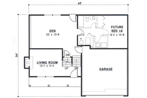 Floor Plan - Main Floor for Traditional House Plan #67-656 - 3 bed, 2 bath