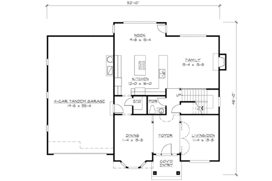 Floor Plan - Main Floor for Traditional House Plan #132-137 - 4 bed, 2.5 bath