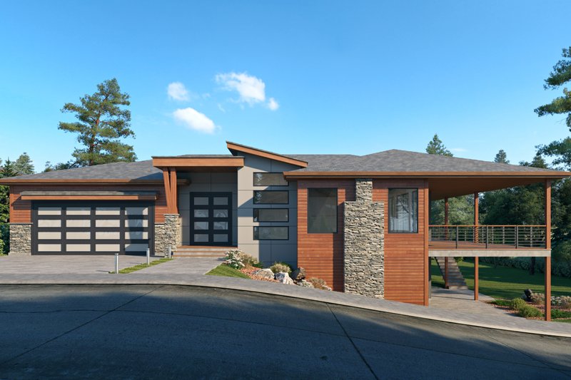 Dream House Plan - Contemporary Exterior - Front Elevation Plan #1066-199