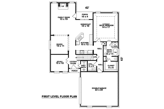 Floor Plan - Main Floor for European House Plan #81-784 - 3 bed, 2.5 bath