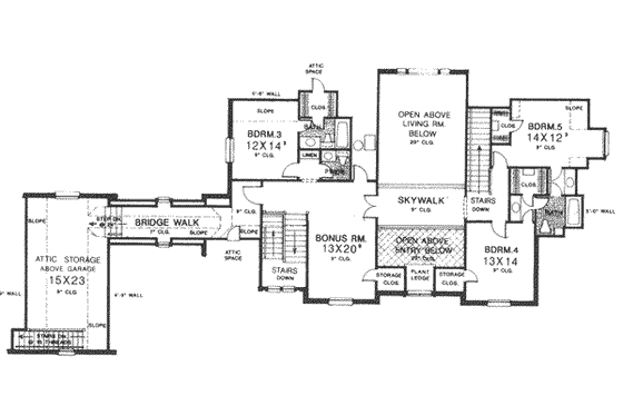 Floor Plan - Upper Floor for European House Plan #310-348 - 5 bed, 6 bath