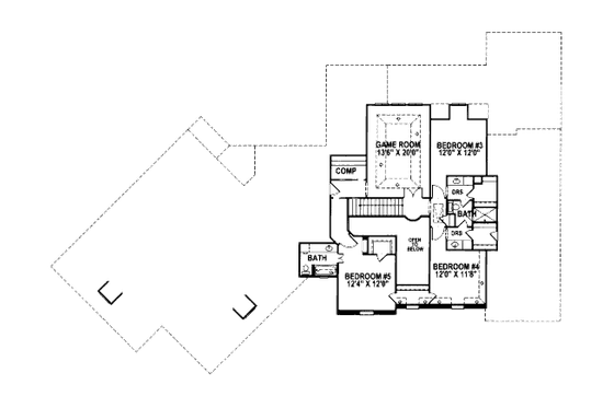 Floor Plan - Upper Floor for European House Plan #141-356 - 5 bed, 4.5 bath