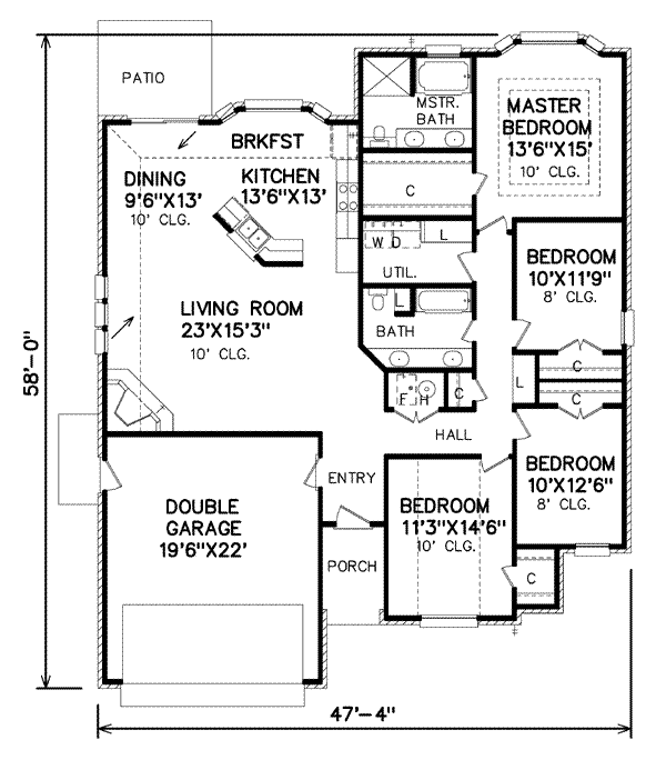 Traditional Floor Plan - Main Floor Plan #65-154