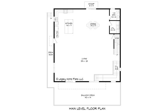 Floor Plan - Main Floor for Beach House Plan #932-958 - 2 bed, 3.5 bath