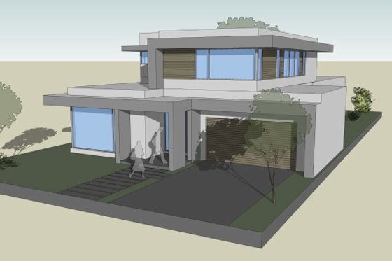 Exterior - Front Elevation 3 for Modern House Plan #496-26 - 3 bed, 2.5 bath
