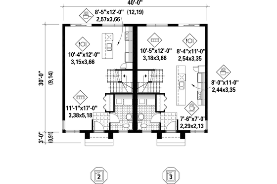 Floor Plan - Main Floor for Contemporary House Plan #25-4378 - 5 bed, 2 bath
