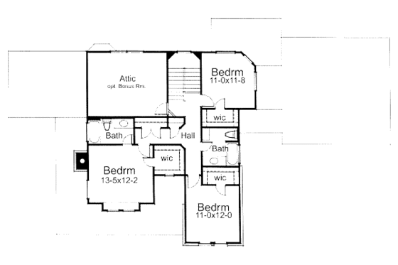 Floor Plan - Upper Floor for Farmhouse House Plan #120-122 - 4 bed, 4 bath