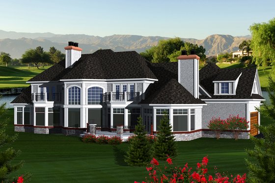 Exterior - Rear Elevation for European House Plan #70-1145 - 3 bed, 3.5 bath