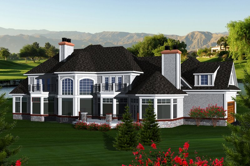 Architectural House Design - Exterior - Rear Elevation for European House Plan #70-1145 - 3 bed, 3.5 bath
