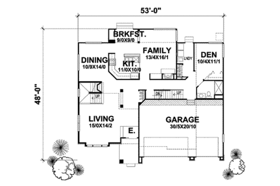 Floor Plan - Main Floor for European House Plan #50-291 - 4 bed, 3 bath