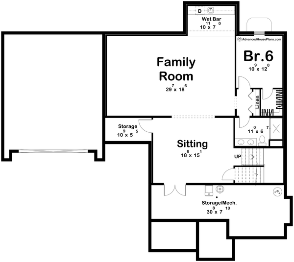 Home Plan - Floor Plan - Lower Floor for Cottage House Plan #455-767 - 5 bed, 3.5 bath
