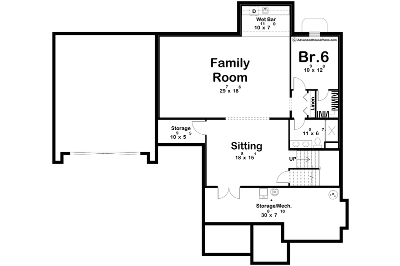 House Design - Floor Plan - Lower Floor for Cottage House Plan #455-767 - 5 bed, 3.5 bath