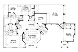 Floor Plan - Main Floor for European House Plan #411-172 - 4 bed, 4.5 bath