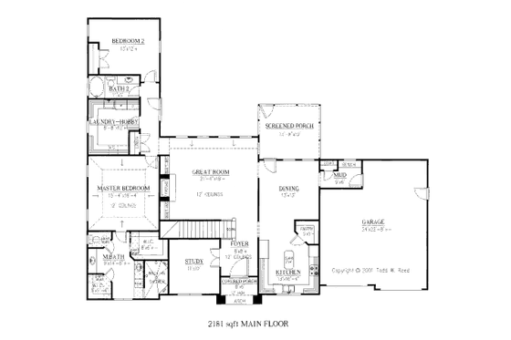 Floor Plan - Main Floor for Country House Plan #437-43 - 4 bed, 4.5 bath