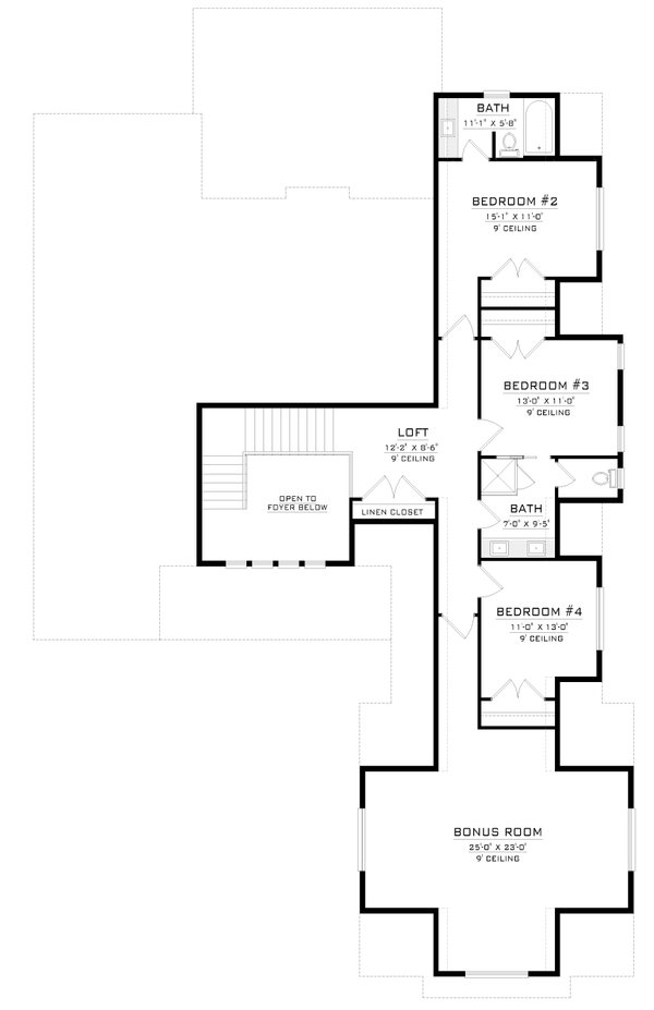 Farmhouse Floor Plan - Upper Floor Plan #1086-14