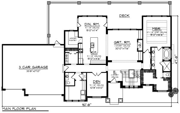 Dream House Plan - Craftsman Floor Plan - Main Floor Plan #70-1287