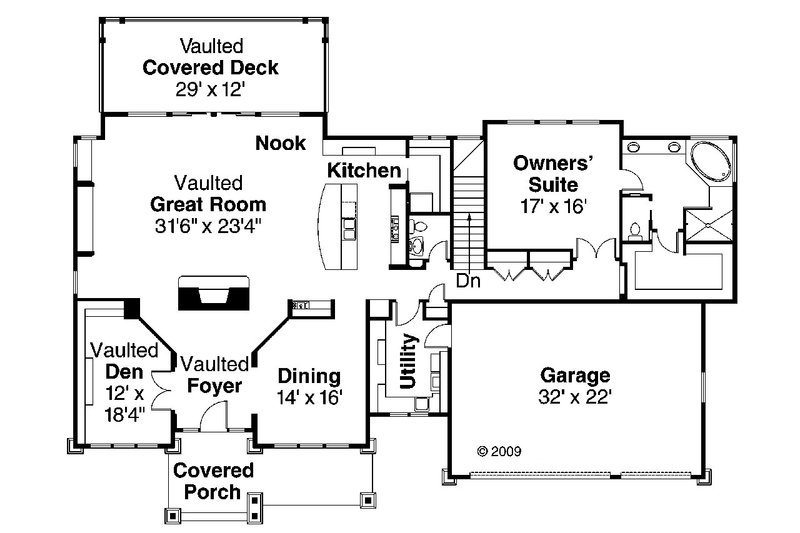 Home Plan - Floor Plan - Main Floor for Craftsman House Plan #124-753 - 3 bed, 3.5 bath