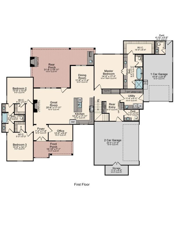 Architectural House Design - Farmhouse Floor Plan - Main Floor Plan #1081-16